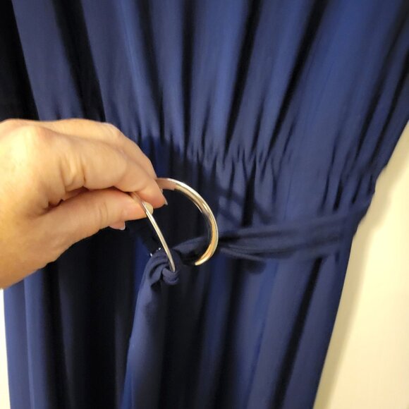 Anthony Original Navy Maxi Dress with Beautiful Sleeve Embroidery Size M - Picture 4 of 10